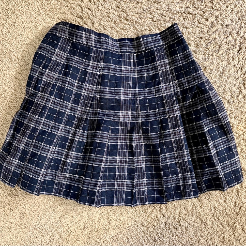 Plaid Navy Blue Skirt